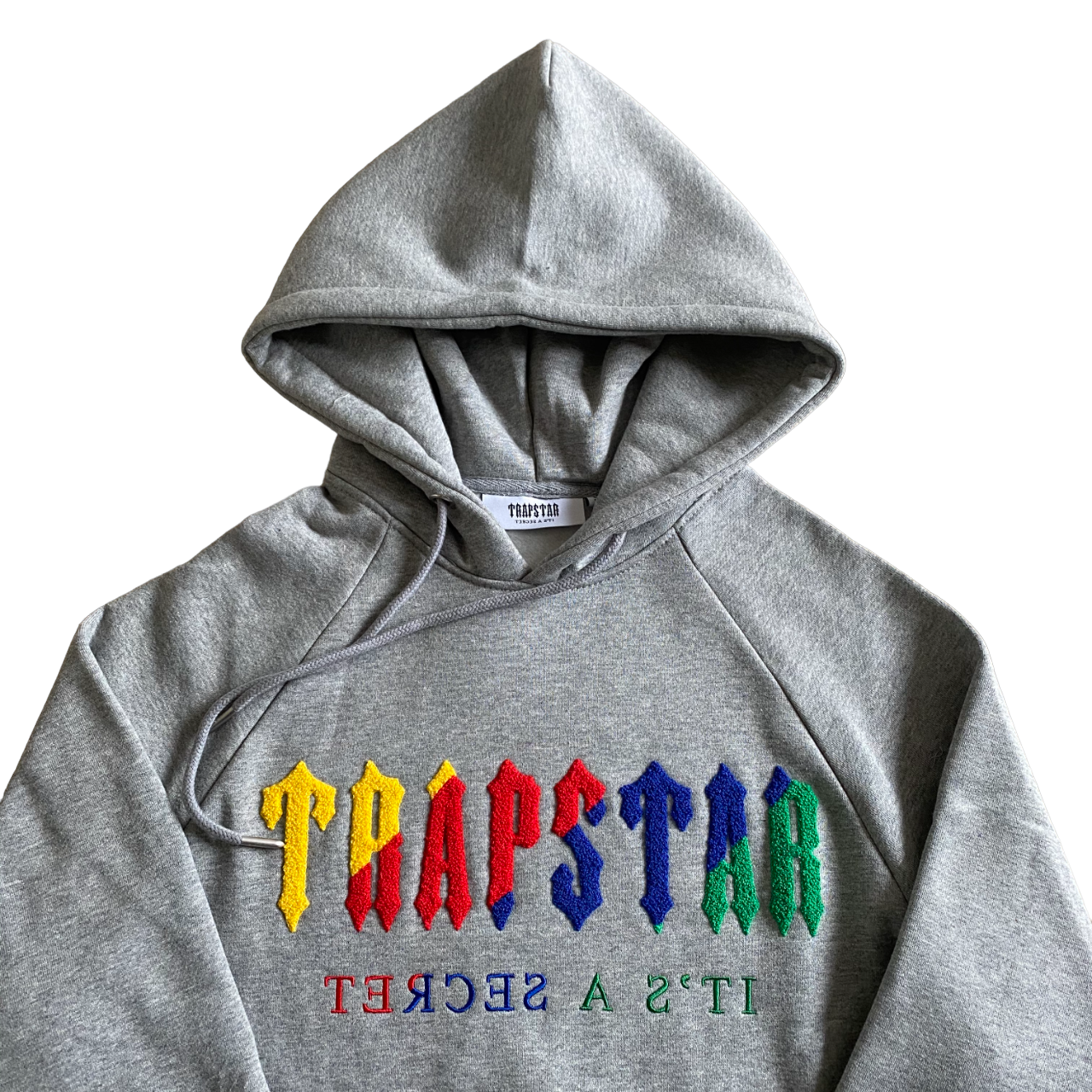 Trapstar rainbow letter tracksuit chenille decoded grey and black - CopDripStar