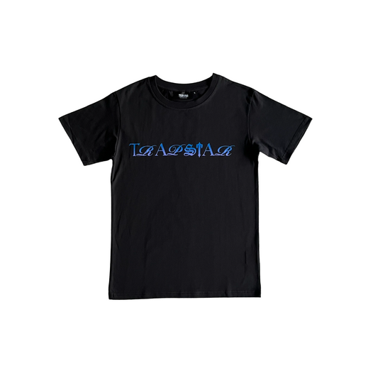 Trapstar t-shirt script fade tee black/blue - CopDripStar