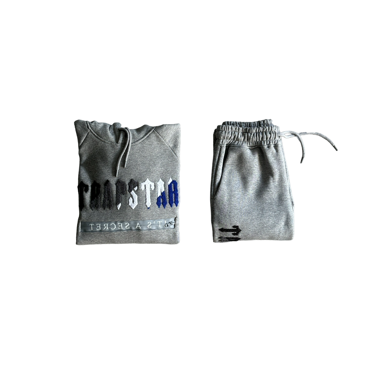 Trapstar chenille decoded 2.0 hoodie tracksuit gray and blue