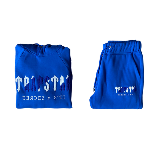 Trapstar chenille decoded hooded tracksuit blue/white - CopDripStar