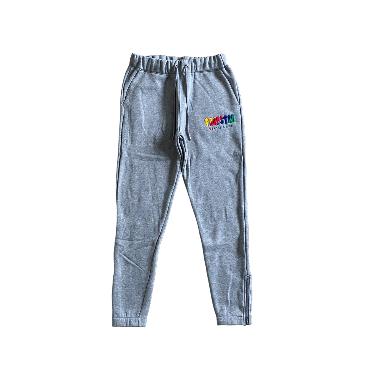 Trapstar rainbow letter tracksuit chenille decoded grey and black - CopDripStar