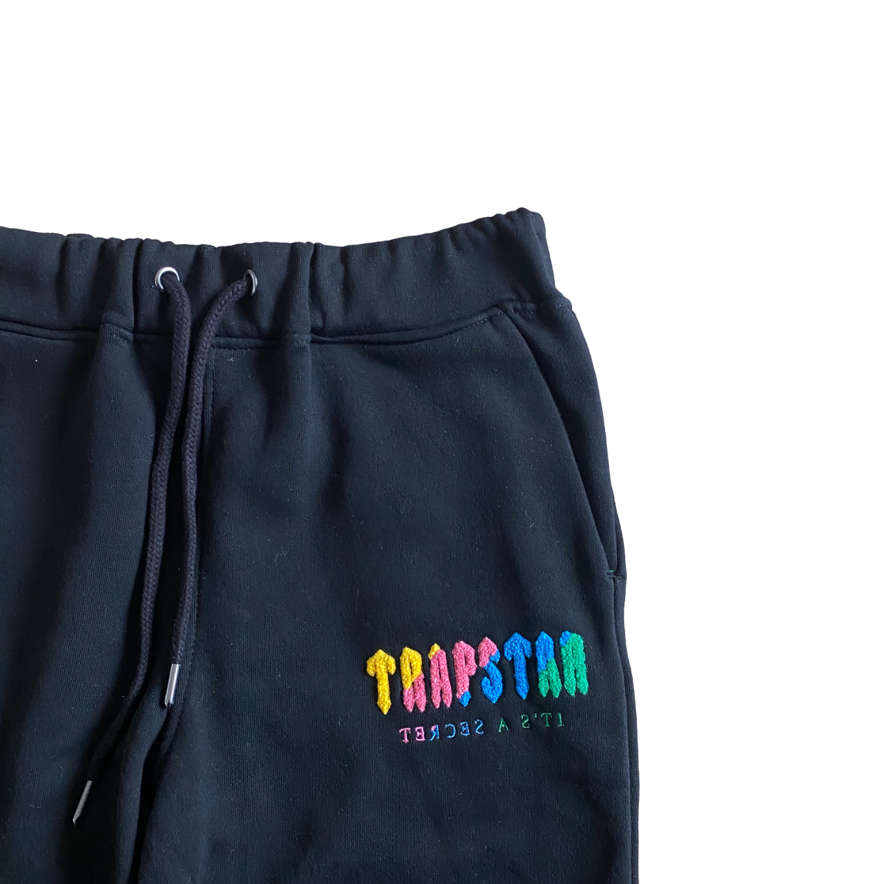 Trapstar rainbow letter tracksuit chenille decoded grey and black - CopDripStar