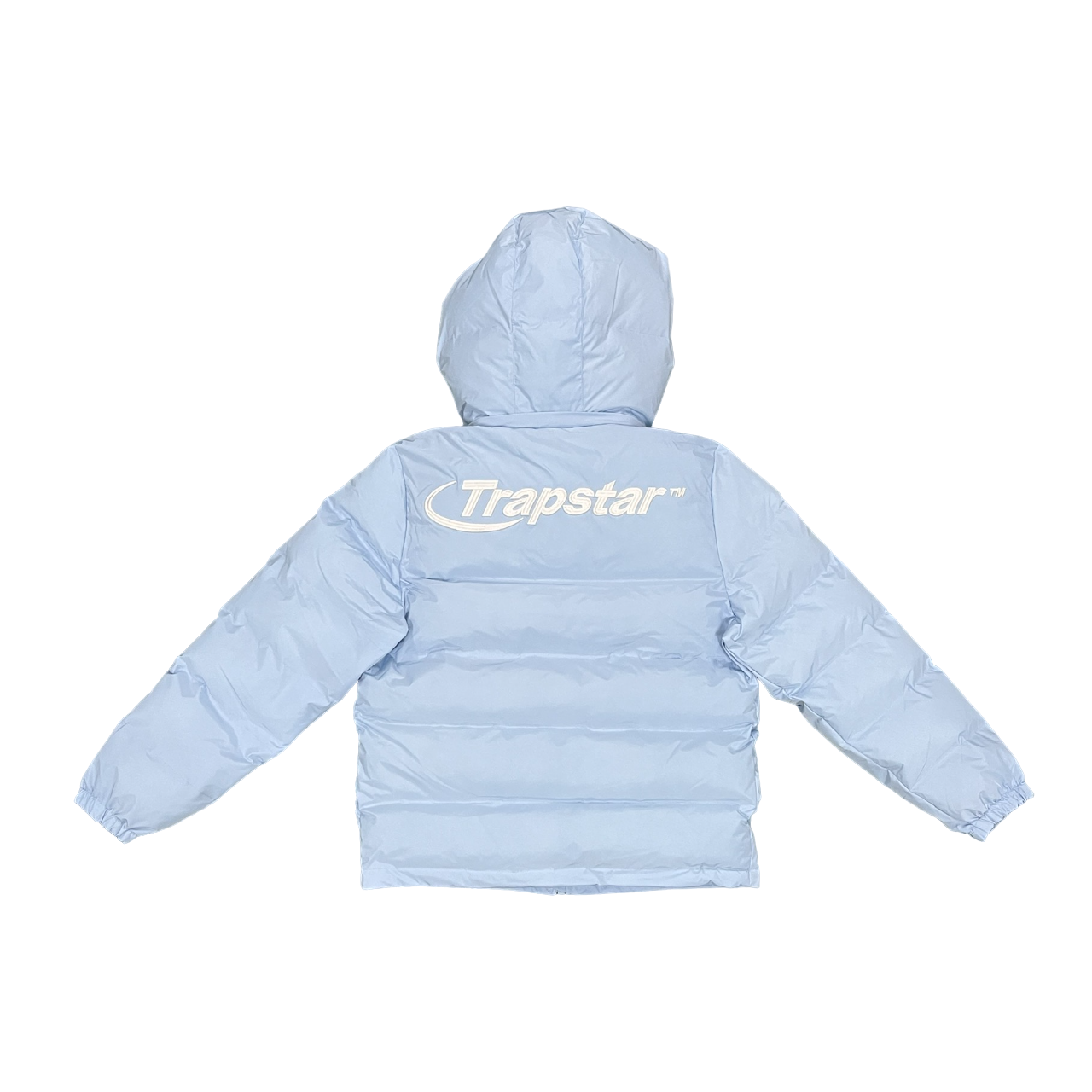 Trapstar detachable hooded puffer jacket black, ice blue and stone