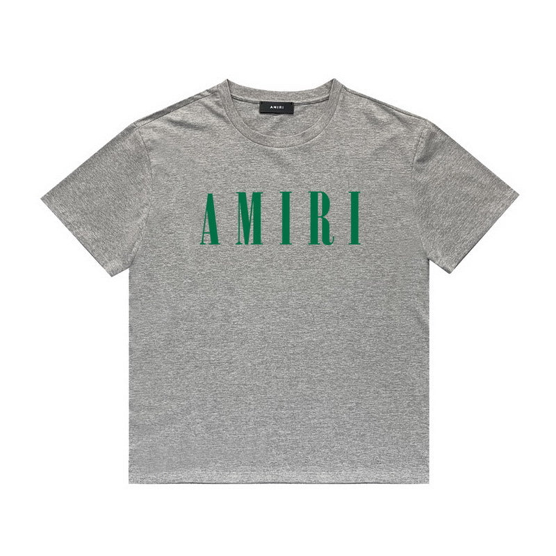 Amiri gray green logo tee