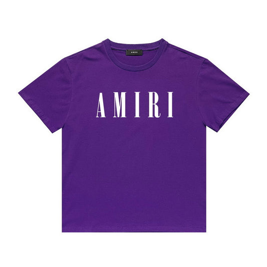 Amiri purple white logo tee