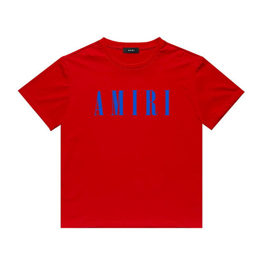 Amiri red blue logo tee