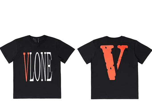 Vlone black orange V tee