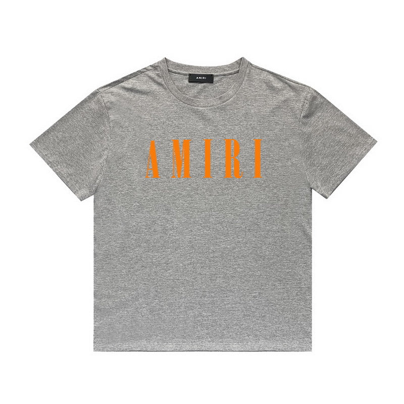 Amiri Gray Orange Logo Tee