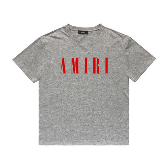 Amiri gray red logo tee