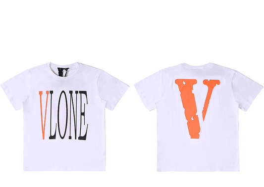 Vlone white orange V tee