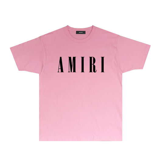 Amiri pink black logo tee