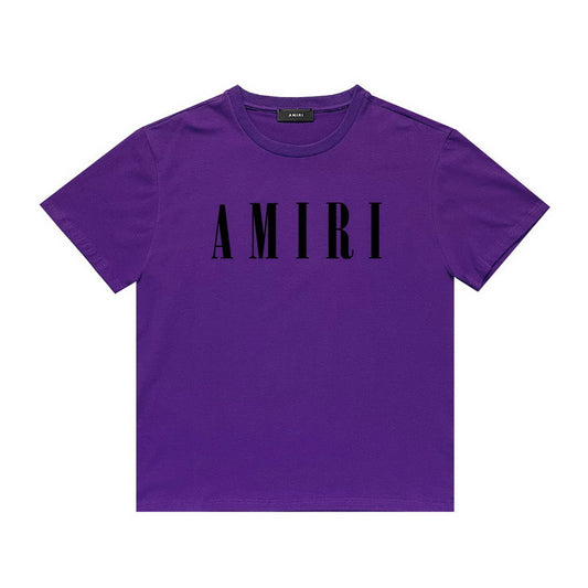 Amiri purple black logo tee