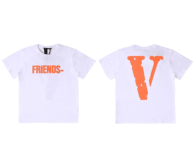 vlone white friends orange tee