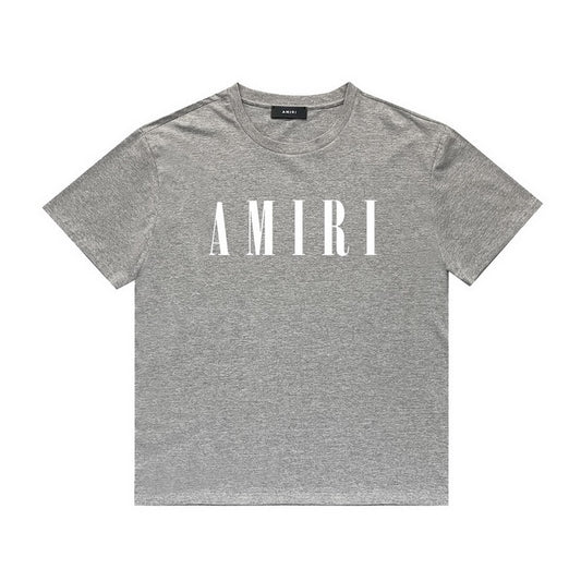 Amiri gray white logo tee