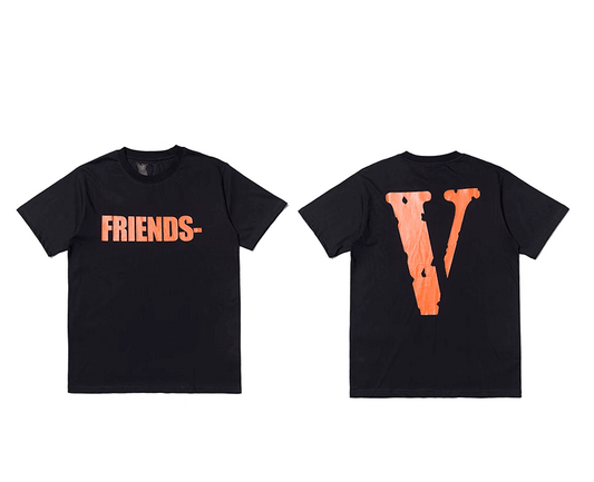 Vlone black friends orange tee