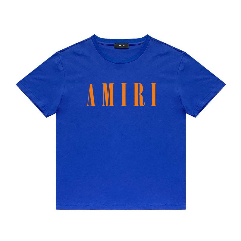 Amiri blue orange logo tee