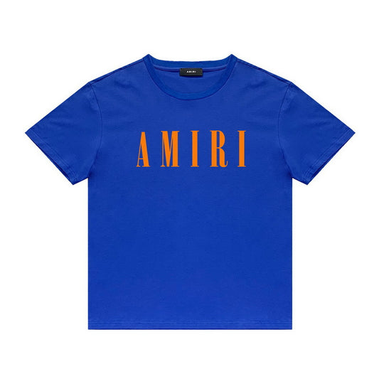 Amiri blue orange logo tee