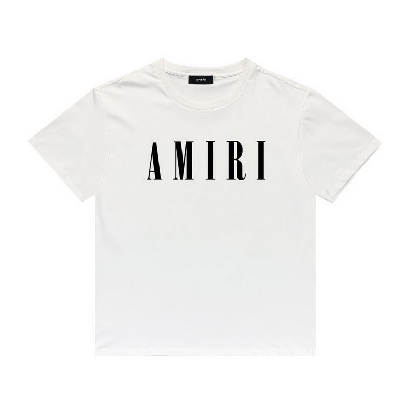 Amiri white black logo tee