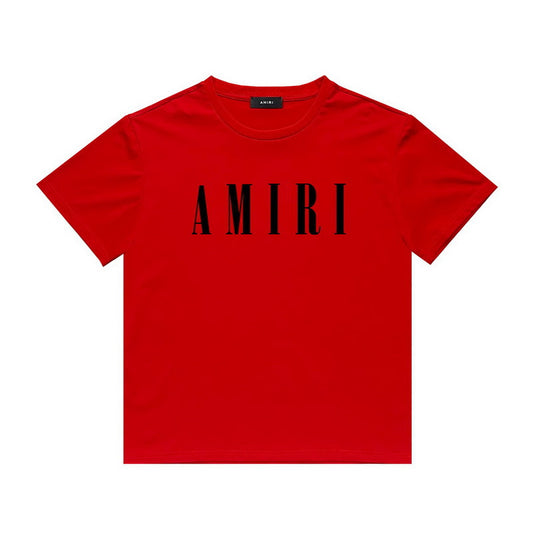 Amiri red black logo tee