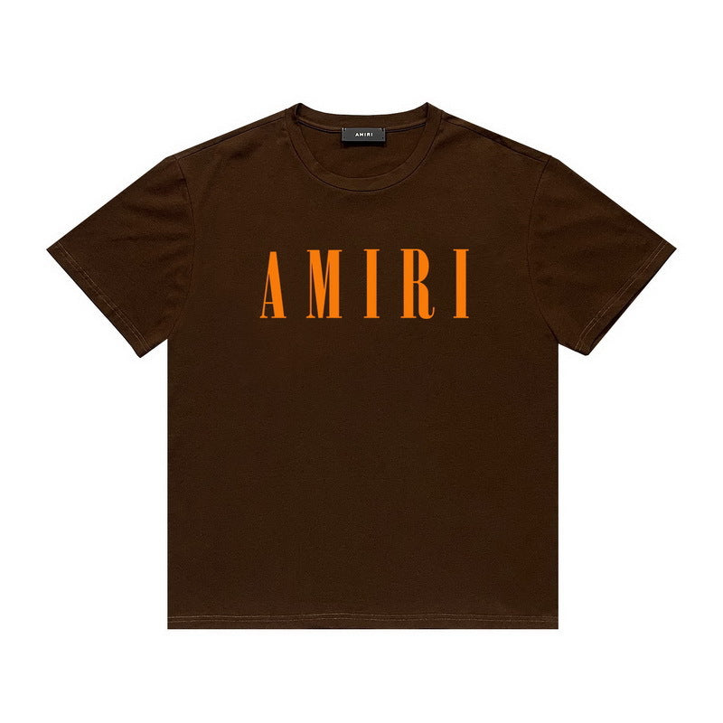 Amiri brown orange logo tee