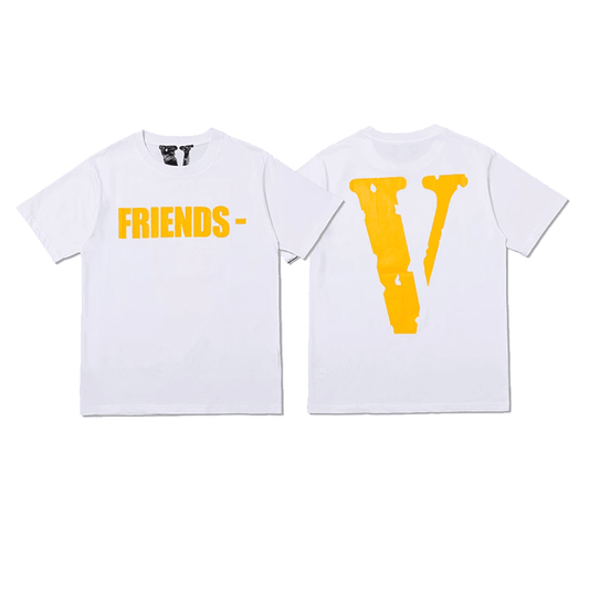 vlone friends yellow white tee