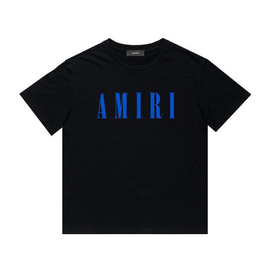 Amiri black blue logo tee