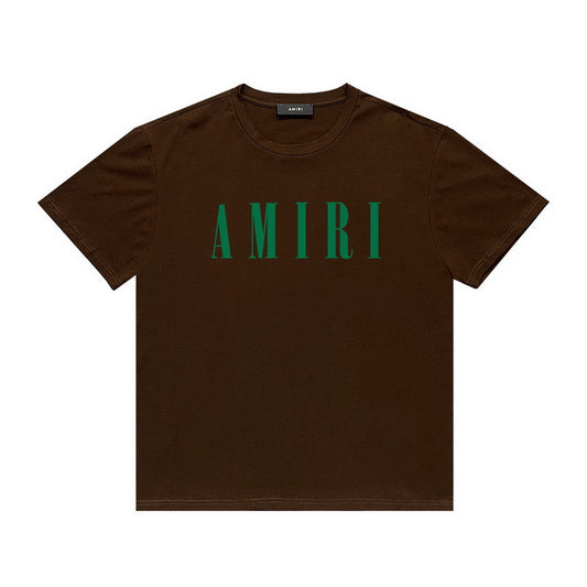 Amiri brown green logo tee