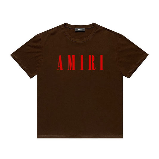 Amiri brown red logo tee