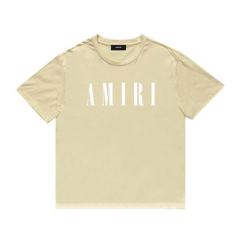 Amiri cream white logo tee