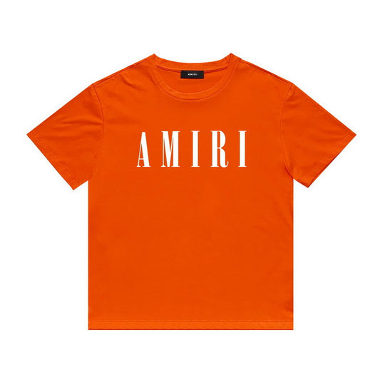 Amiri orange white logo tee