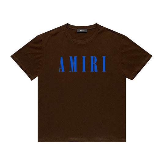 Amiri brown blue logo tee