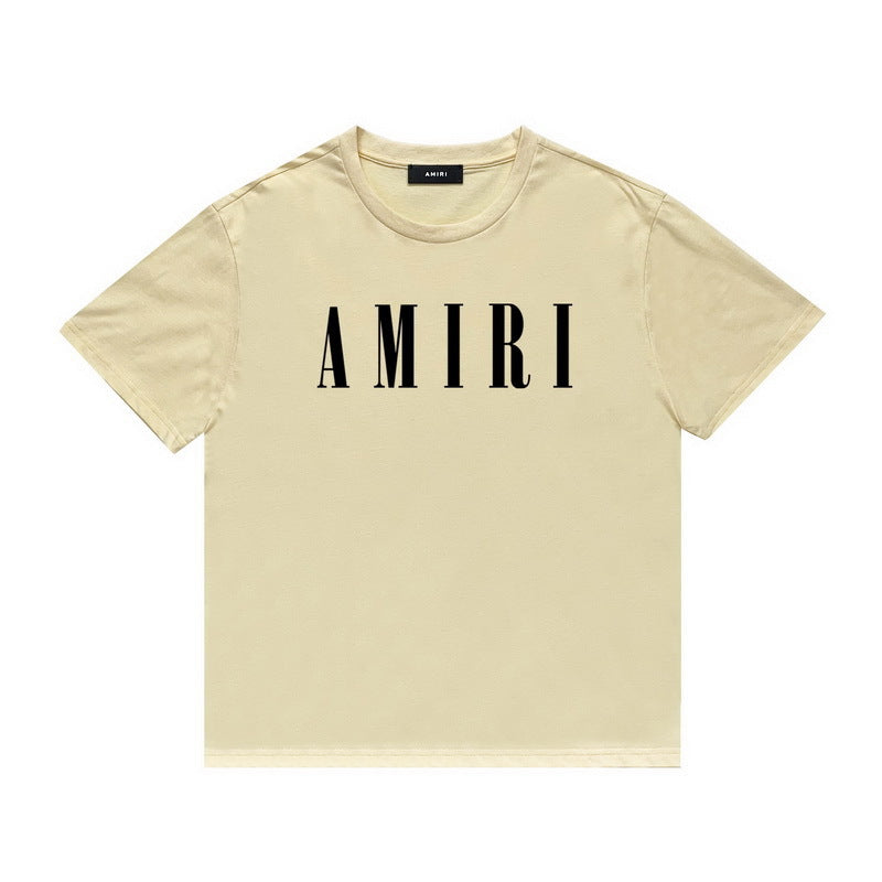 Amiri cream black logo tee