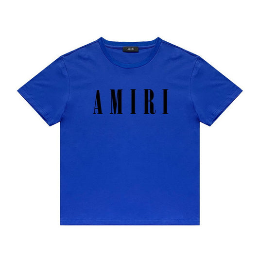 Amiri blue black logo tee