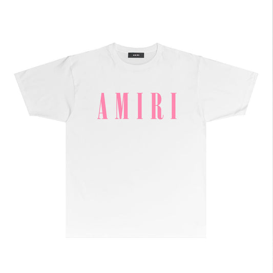 Amiri white pink logo tee