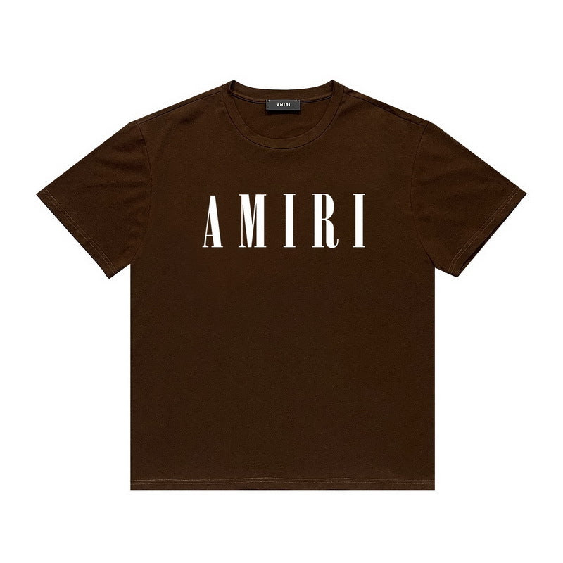 Amiri brown white logo tee