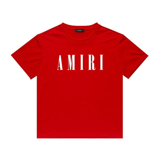 Amiri red white logo tee