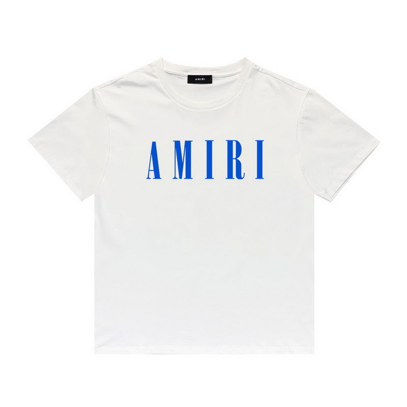 Amiri white blue logo tee