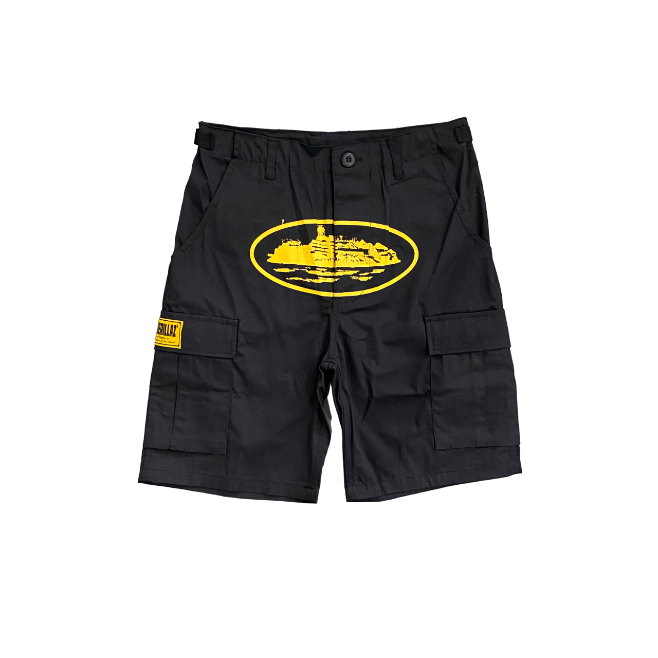 cargo shorts corteiz black/yellow - CopDripStar